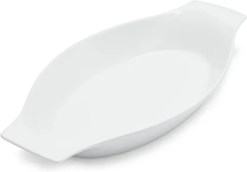 Vista 3 de Sur La Table Plato para gratinar ovalado de porcelana, 10.5 pulgadas, blanco
