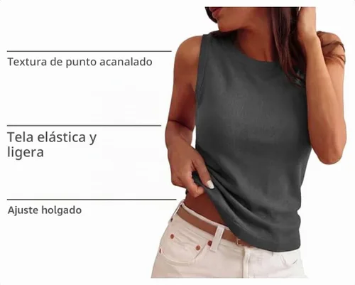 Vista 4 de PRETTYGARDEN Suéter sin mangas de verano para mujer Gris oscuro