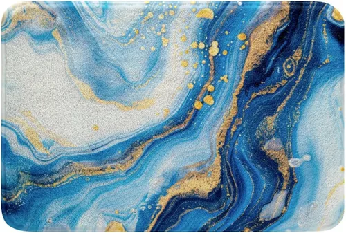 Vista 25 de Tapete de baño de mármol azul, para mujeres y niñas, decoración de arte abstracto, lavable a máquina, tapete de baño para baño, dormitorio, bañera