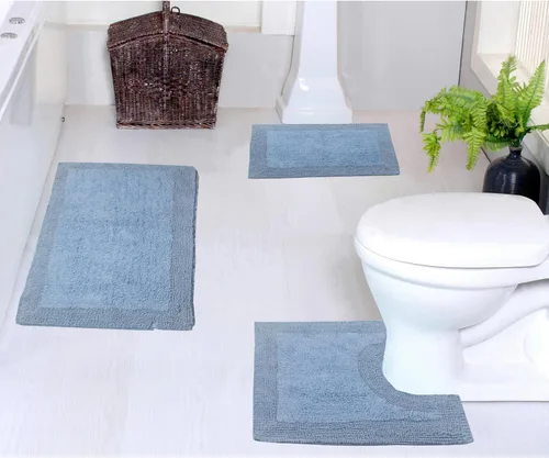 Vista 60 de Home Weavers Luxury Collection 100% Cotton Reversible Bathroom Rugs Set, Washable Rug, Soft Cotton Extra Soft and Absorbent Bath Rug, Kitchen Mat, 2