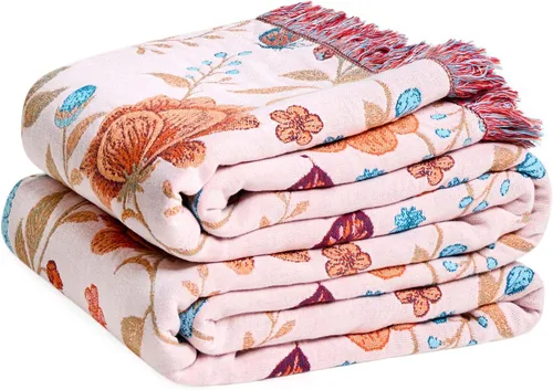 Vista 29 de LUTBM Manta bohemia para sofá de 50 x 60 pulgadas, 100% algodón, suave Animal-pájaro-a