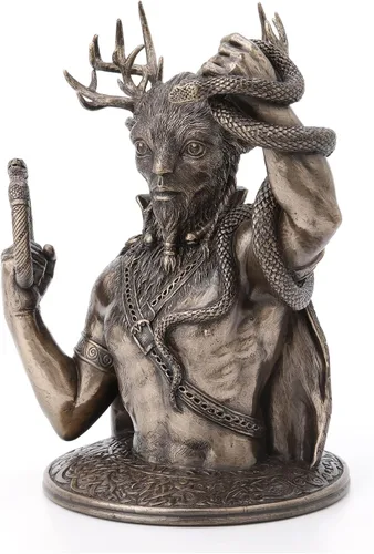 Vista 2 de Veronese Design Cernunnos - Estatua de resina con cuernos de 8 5/8 pulgadas, acabado en bronce