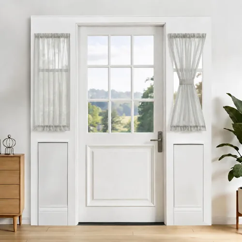 Vista 14 de Aquazolax - Cortinas transparentes para puerta y ventana gris - Cortinas con bolsillo para barra de 25 x 40 pulgadas para puertas de cristal
