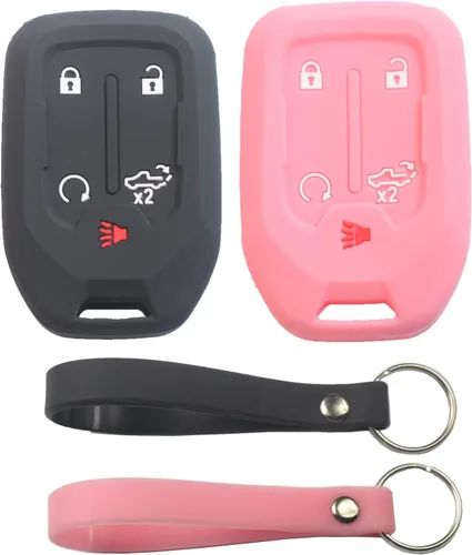 Vista 11 de 2 fundas para llavero de 5 botones compatibles con Chevy Silverado, Gris negro, Pequeño