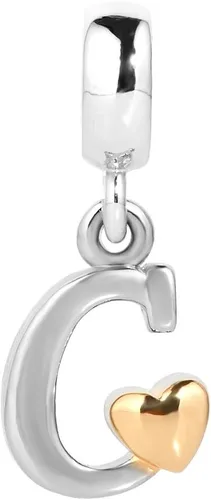 Vista 2 de SexyMandala Abalorio colgante de corazón dorado con letra inicial A-Z para pulsera y collar