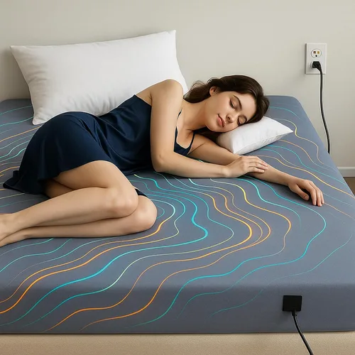 Vista 10 de Sábanas de cama Grounding - 90% algodón orgánico y 10% fibra plateada conductora, sábana bajera ajustable de bolsillo profundo con cable de conexión
