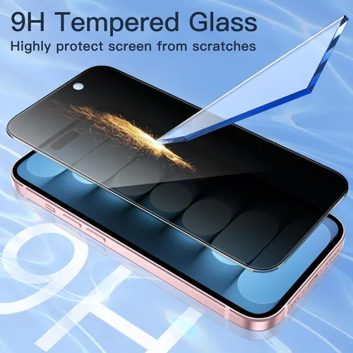 Vista 6 de JETech Protector de pantalla de privacidad para iPhone 15 de 6.1 pulgadas, película de vidrio templado anti espía con herramienta de fácil