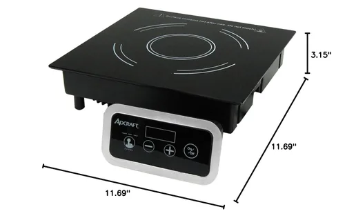 Vista 5 de Adcraft Cocina de inducción con control remoto y superficie de vidrio cerámico, calentamiento rápido con temporizador de 180 minutos, 120 V, gris