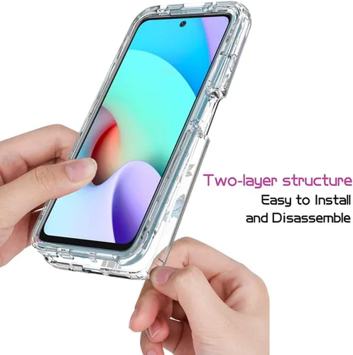 Vista 4 de Funda para Redmi 10 (2021/2022)/Redmi 10 Prime con protector de pantalla de vidrio templado, cuerpo completo transparente con protección de diseño