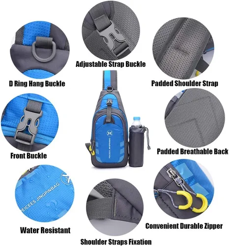 Vista 2 de Peicees - Mochila tipo bandolera para viaje, bicicleta o gimnasio para hombre o mujer