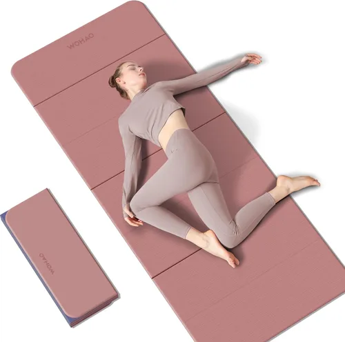 Vista 10 de Estera de Yoga de 7 Pliegues 177.8x61 cm - 1.27 cm de Grosor Estera de Ejercicio Plegable, Compacta Antideslizante de TPE para Viaje