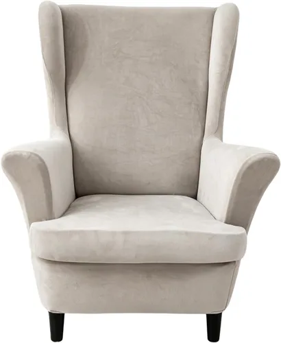 Vista 7 de Wingback - Funda elástica para silla, 2 piezas, con respaldo de ala, funda protectora de muebles impresa, suave con parte inferior elástica