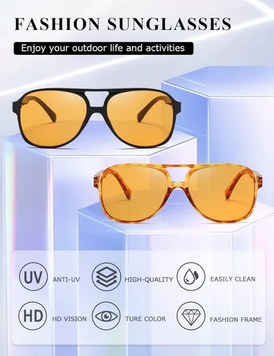 Vista 6 de TIANYESY Gafas de sol clásicas vintage estilo aviador para mujeres y hombres, montura grande retro de los años 70