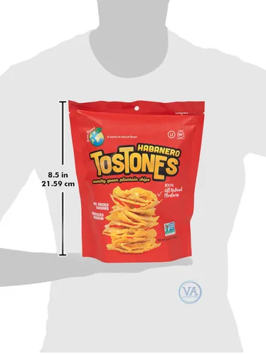Vista 4 de TOSTONES, plátanos verdes, bolsa resellable, chips crujientes, plátanos, aceite de palma y sal, 3.53 onzas por unidad, 3.53 onzas por unidad, sabor