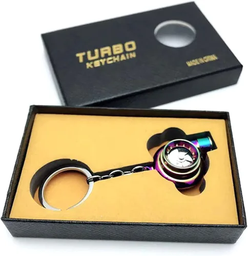 Vista 7 de IGRARK Llavero eléctrico turbo con sonido y luz LED, llavero de turbina modelo de rodamiento giratorio para decoración y regalo (negro