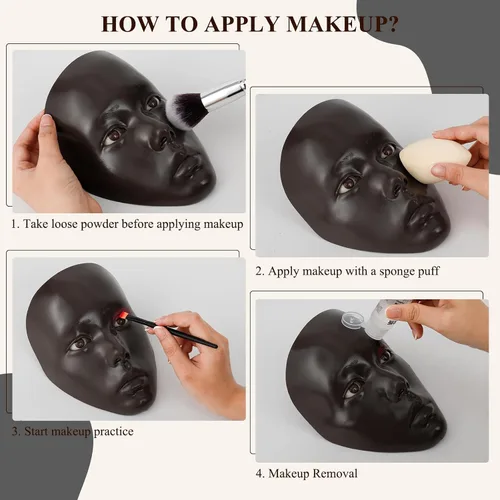 Vista 4 de Hongmed Cara de práctica de maquillaje, tabla de práctica de maquillaje con 1 pintura facial y 2 pinceles de maquillaje para pintura facial