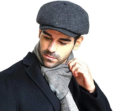 Vista 6 de Boina para hombre de algodón plana Ivy Gatsby Newsboy Conducción Sombrero Tweed Derby Sombrero Cabbie Sombreros