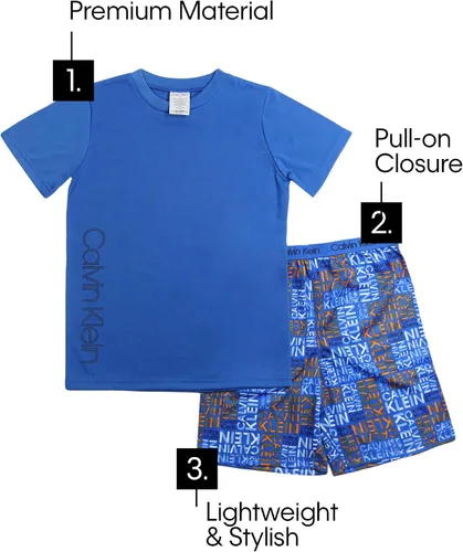 Vista 2 de Calvin Klein Conjunto de pijama de dos piezas para niños, camiseta y pantalones