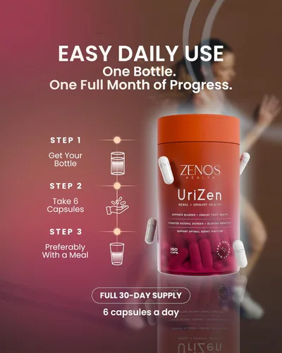 Vista 6 de Zenos Health UriZen Suplemento de apoyo renal, salud del tracto urinario para mujeres, disolvente de cálculos renales y rompepiedras, suplementos