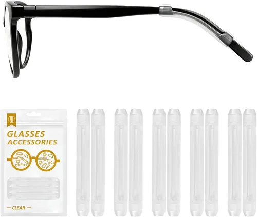 Vista 13 de YR Lentes de silicona suave, retenedores de manga, antideslizantes, elásticos y cómodos, para anteojos, lentes de lectura, 10 pares, color negro