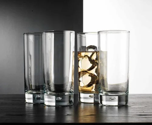 Vista 8 de Home Essentials & Beyond Juego de 4 vasos Highball, vasos para beber de 17 oz, Serie Roja con base de burbujas pesada