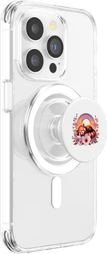 Vista 3 de Kawaii Funny Red Panda Rainbow Japanese Cherry Blossom PopSockets MagSafe PopGrip para iPhone