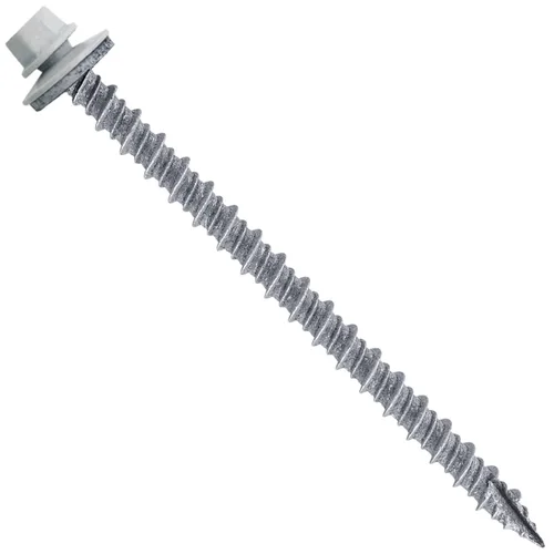 Vista 154 de Tornillos para techos de metal gris ABC 10 x 1 - Cabezal hexagonal - Arandela EPDM - Arandela de arranque automático/roscado - 1 bolsa - 250