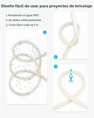 Vista 2 de Tira de luces LED COB de 5 M para dormitorio, 16.4 pies, luces LED de cuerda para exteriores, impermeable, blanco cálido, CA de 110 V ~ 120 V