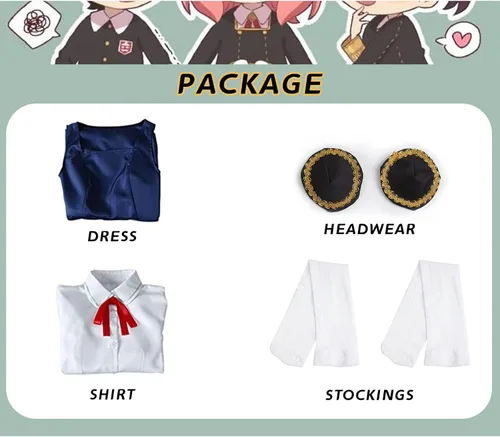 Vista 5 de Supjuiors Disfraz de anime, Anya Loid Forger, uniforme de cosplay, vestido de Halloween para niñas y hombres
