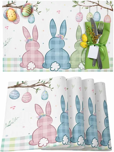Vista 25 de Juego de 1 mantel individual gris de Navidad, manteles individuales de enanos de invierno y cardenales antideslizantes, manteles individuales