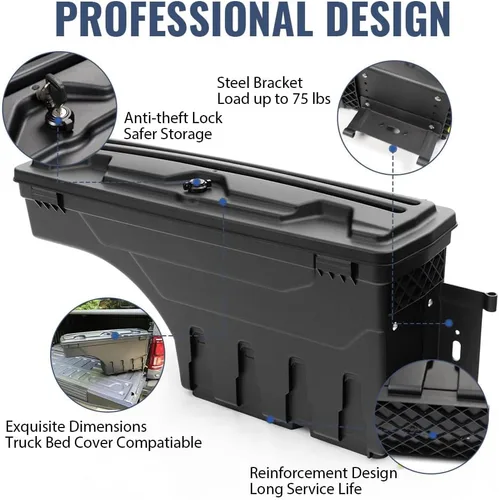 Vista 7 de PIT66 Caja de almacenamiento para cama de camión lado derecho compatible con Ford F150 1997-2014