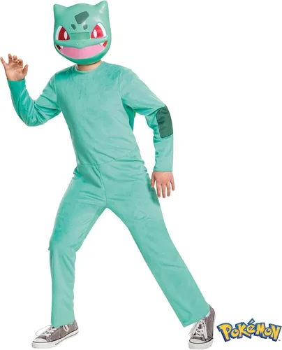 Vista 2 de Disguise Disfraz de Pokemon Bulbasaur para niños, traje de personaje clásico para niños, talla S (4-6), verde (105459L)
