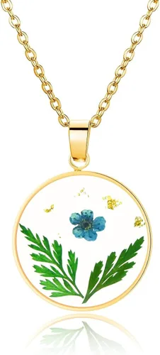 Vista 23 de Pressed Flower Necklace Gift for Women Personalized Handmade Necklaces Birth Flower Necklace