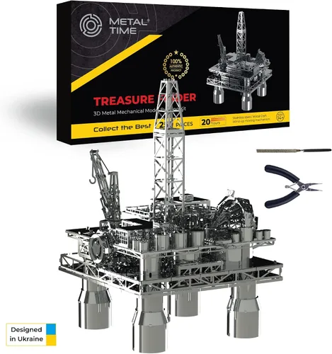 Vista 8 de METAL-TIME, Modelo de plataforma de perforación offshore, kits de modelo de metal, plataforma offshore, rompecabezas de metal 3D, kit