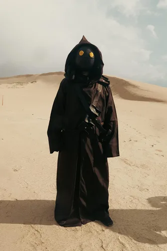 Vista 7 de Jawas Space Wars - Capa de alienígena con máscara LED para Halloween