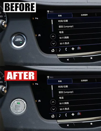 Vista 2 de Emblema brillante para el botón del interruptor de arranque del motor, accesorio de botón de arranque del motor con un solo clic compatible con 1
