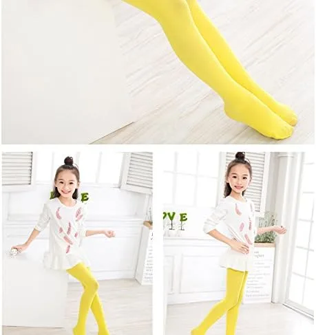 Vista 4 de CHUNG Medias con pies para niñas, ligeras, elásticas, 60D, multicolor, color caramelo, para juegos de escenario, 2-12 años