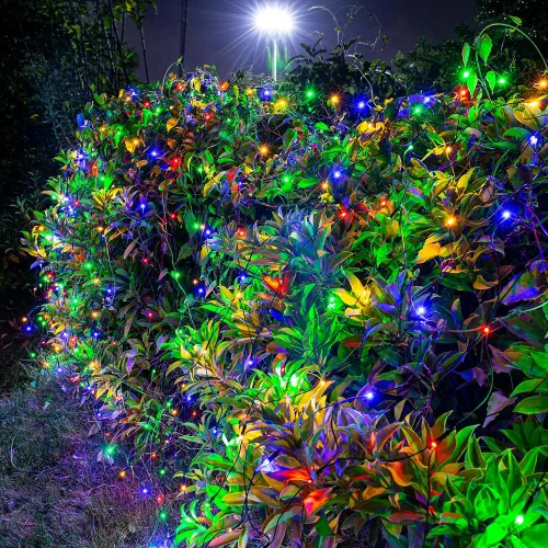 Vista 7 de Joomer Paquete de 2 luces LED de red de Navidad de 12 x 5 pies, 8 modos de luces de malla conectables, temporizador, impermeable para árboles