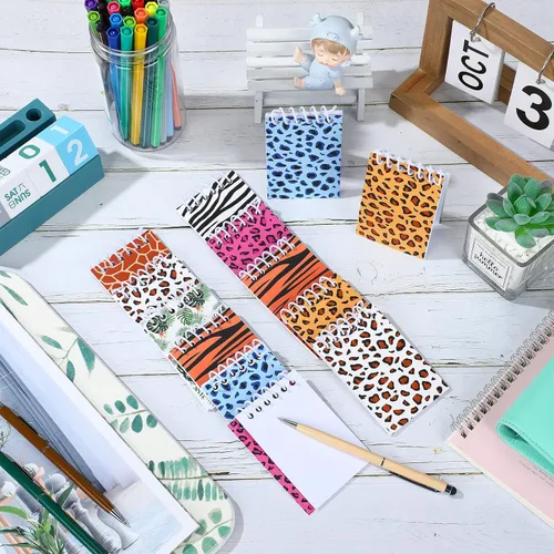 Vista 4 de Dianelhall 24 cuadernos pequeños de animales salvajes, cuadernos pequeños de bolsillo en espiral, animales de la selva, leopardo, guepardo