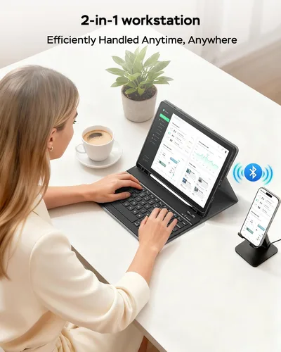 Vista 6 de Funda para Samsung Galaxy Tab A9/A11 Plus con teclado, para A9+ 2023/A11+ 2025 11 pulgadas, funda para tableta con teclado inalámbrico desmontable