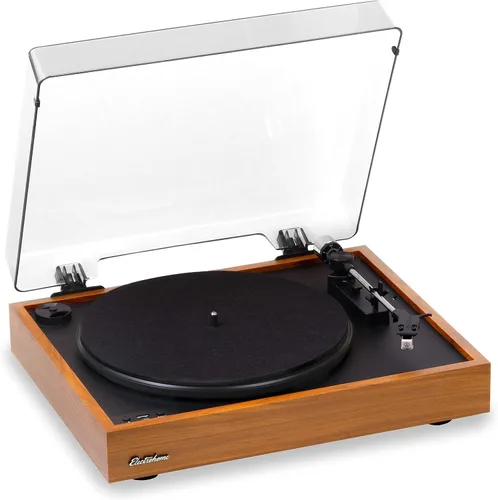 Vista 10 de Electrohome Montrose - Tocadiscos de vinilo inalámbrico de 2 velocidades, con lápiz óptico Audio-Technica, Bluetooth, grabación de vinilo a MP3