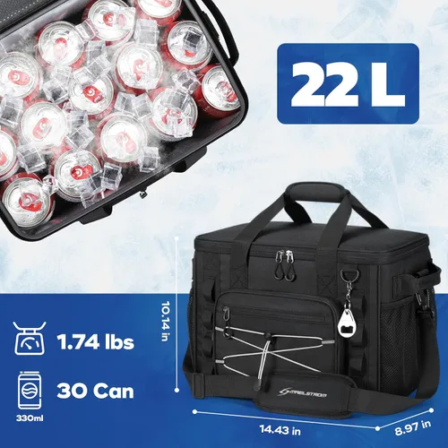 Vista 5 de Maelstrom Soft Sided Cooler Bag, 30/40 Can Collapsible Insulated Ice Chest, Large Leakproof Portable Storage for Camping, Travel, Kayaking & Beach