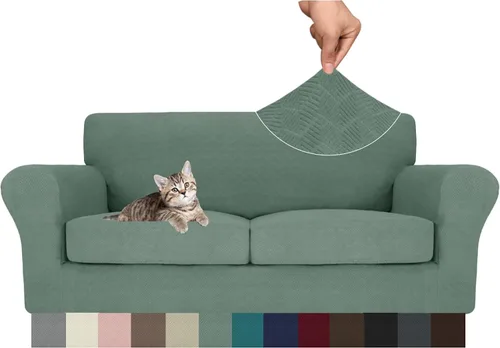Vista 89 de MAXIJIN 2 piezas de fundas para silla con brazos, funda para silla de sofá para sala de estar, funda elástica para perros para una silla con 1 cojín