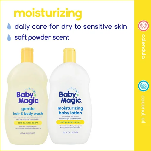 Vista 3 de Baby Magic Jabón y champú 2 en 1, caléndula y coco, aceite de caléndula y aceite de coco, 30 onzas líquidas