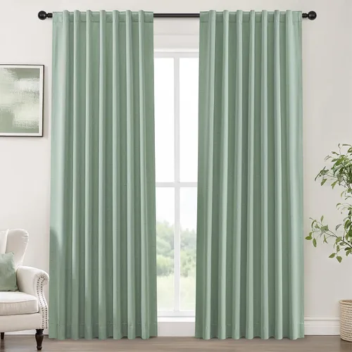 Vista 34 de UHITECH Cortinas opacas de 35 pulgadas de largo para sala de estar, 2 paneles, cortina opaca corta para cocina para ventanas pequeñas, cortinas