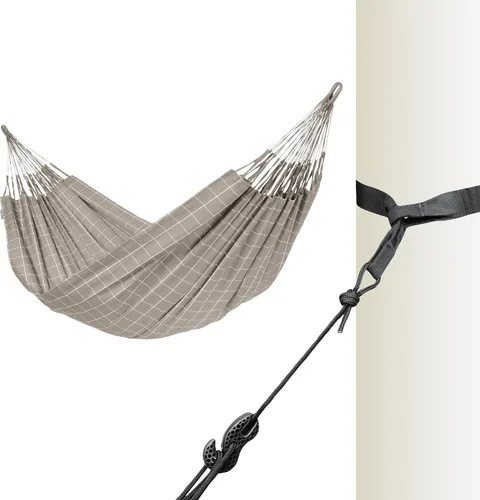 Vista 48 de LA SIESTA Brisa - Hamaca clásica colgante, hecha a mano, resistente a la intemperie, resistente a roturas para relajación en interiores y Almendra