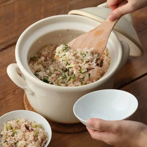 Vista 7 de Olla japonesa Donabe Cocer de arroz, 3 Go, 2200 cc, color blanco