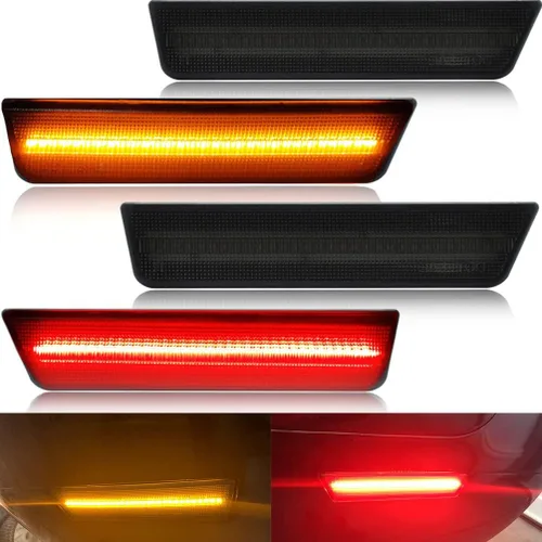 Vista 9 de Kits de luces laterales LED con lentes transparentes Challenger ámbar/rojas delanteras y traseras para Dodge Challenger 2008 2009 2010 2011 2012