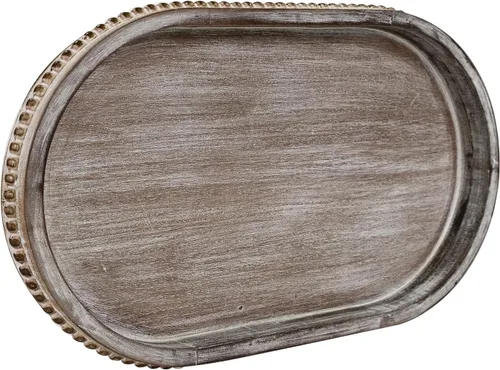 Vista 22 de MAONAME Bandeja de Madera para Servir, Bandeja de Madera Estilo Granja con Cuentas, Bandeja Octogonal para Servir Blanca Lavada, Bandeja de Mesa