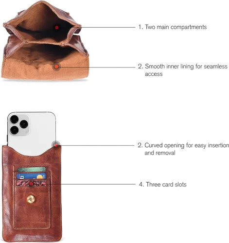 Vista 2 de Bolsos cruzados pequeños de cuero real para teléfono celular para mujer, bolso bandolera con soporte para tarjeta de crédito, bolso de hombro